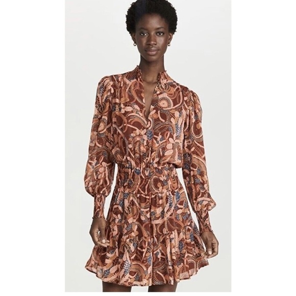 A.L.C. Silvie Silk Mini Dress in Ginger Combo Size 4 $495.00 - Picture 2 of 13